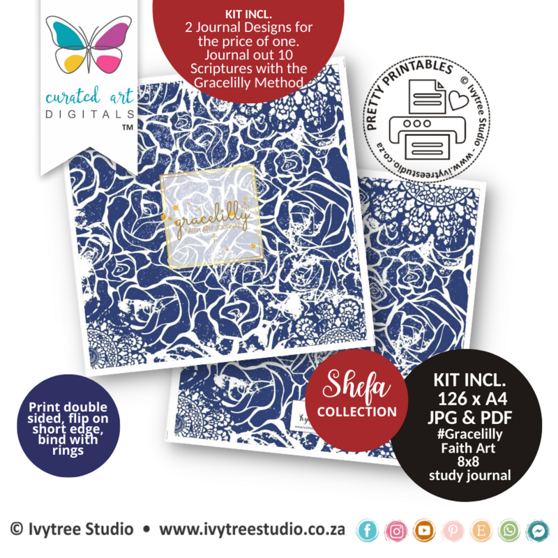 Gracelilly Faith Art Journal 8x8 - Shefa Collection - Curated Art Digitals - Two designs for the price of one