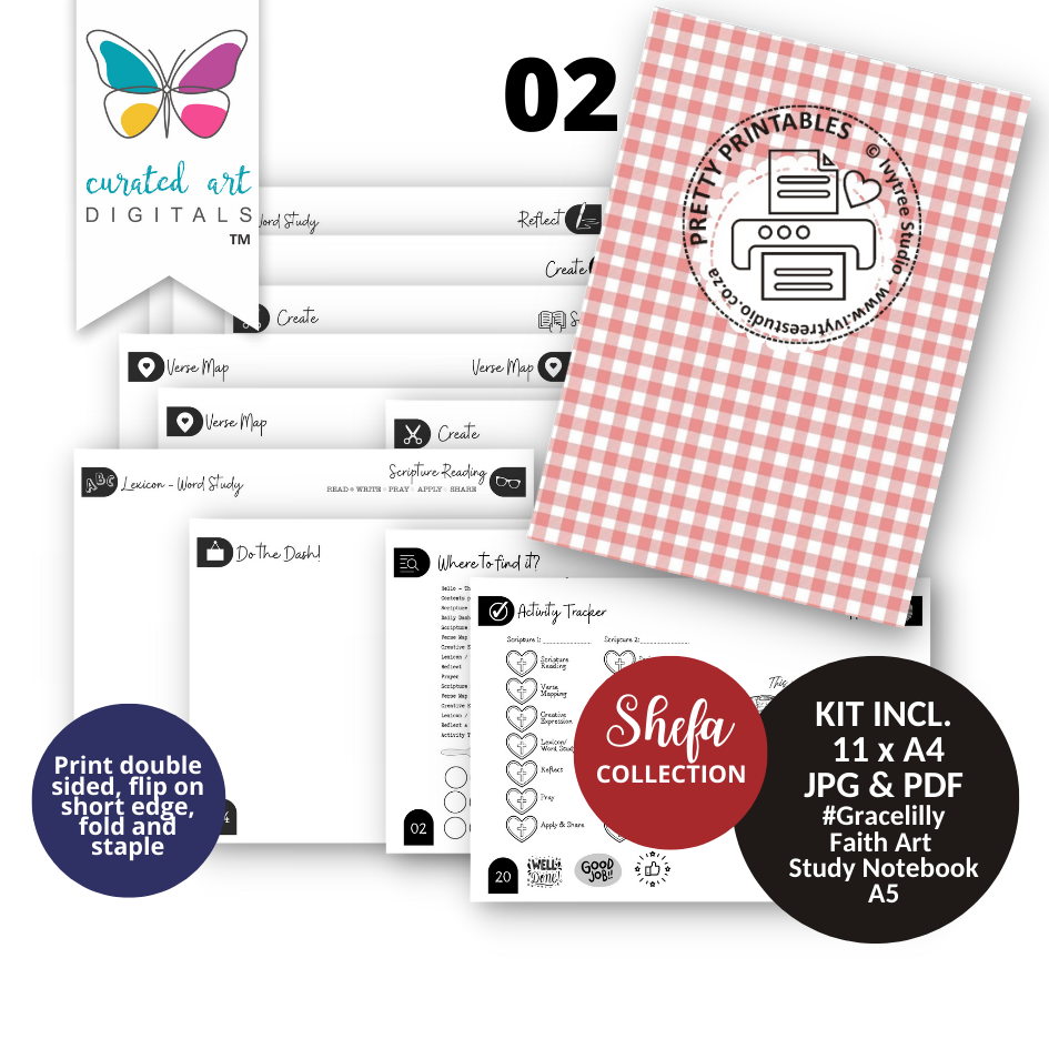 Gracelilly Faith Art Study Notebook 2 - Shefa Collection - Curated Art Digitals - Two designs for the price of one