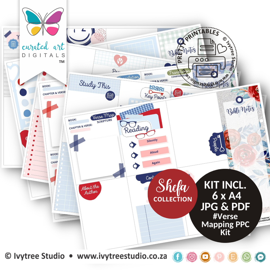 Verse Map Pretty Pocket Card Kit - Shefa Collection - Curated Art Digitals - 36 x 3x4 Cards