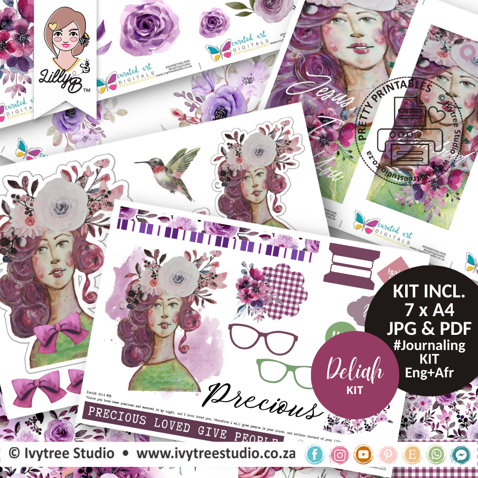 Deliah - Journaling Kit - Curated Art Digitals - LillyBDesign - English &amp; Afrikaans