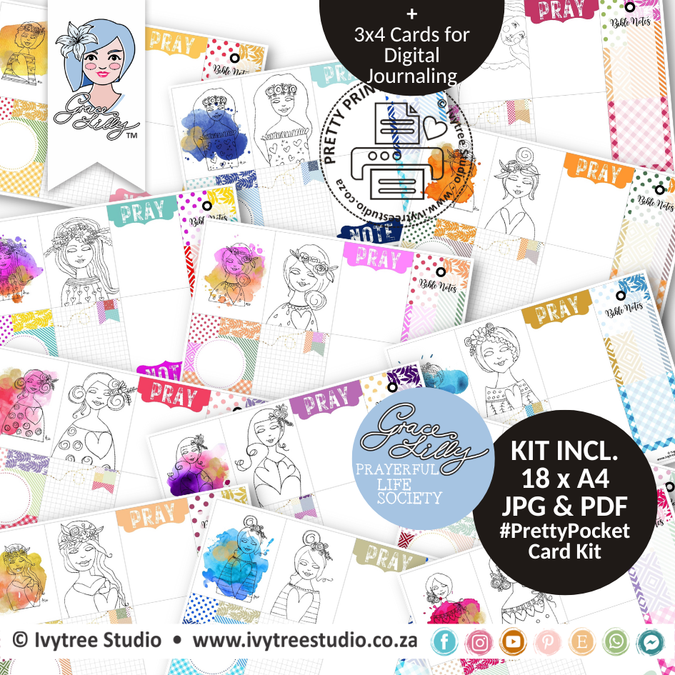 Pretty Pocket Cards - Gracelilly Prayerful Life Society - Art by Ansu