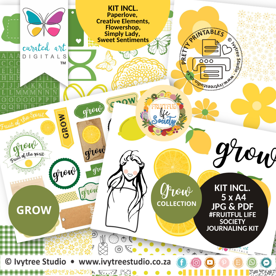 Grow - Fruitful Life Society - Journaling Kit - Grow Collection - Curated Art Digitals