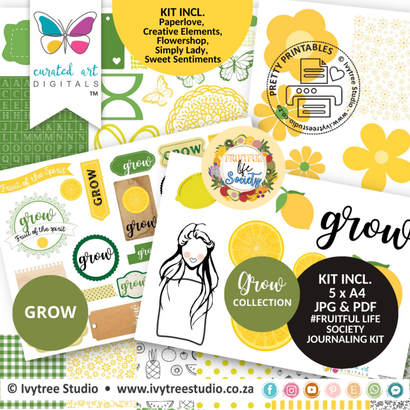Grow - Fruitful Life Society - Journaling Kit - Grow Collection - Curated Art Digitals