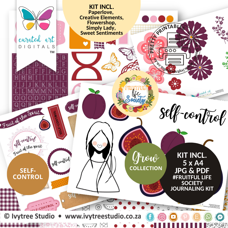 SELF-CONTROL - Fruitful Life Society - Journaling Kit - Grow Collection - Curated Art Digitals
