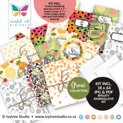 Fruity JournalLove kit - Travel Notebook and Inserts Bundle - Fruitful Life Collection - Grow - Curated Art Digitals
