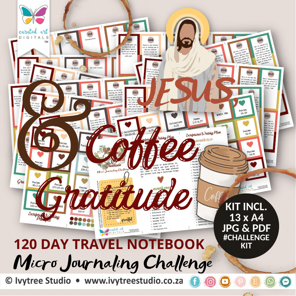 Ivytree Studio Gratitude Challenge 120-Day Journaling Challenge - Challenge Kit with Scripture Writing Plan and Gratitude Prompts - Now with updated Scripture Writing plan + tags