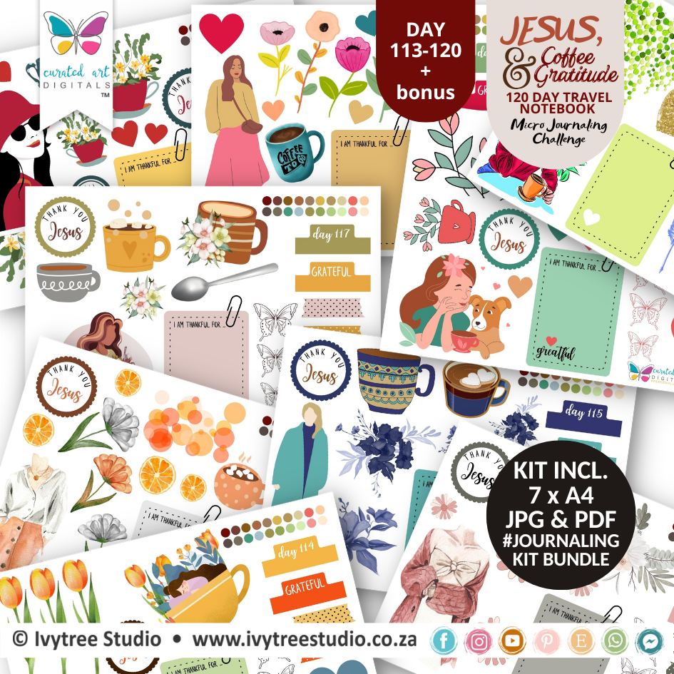 Bundle 17 - Bible Journaling Kits - Ivytree Studio Gratitude Challenge + Day 120 Prompts