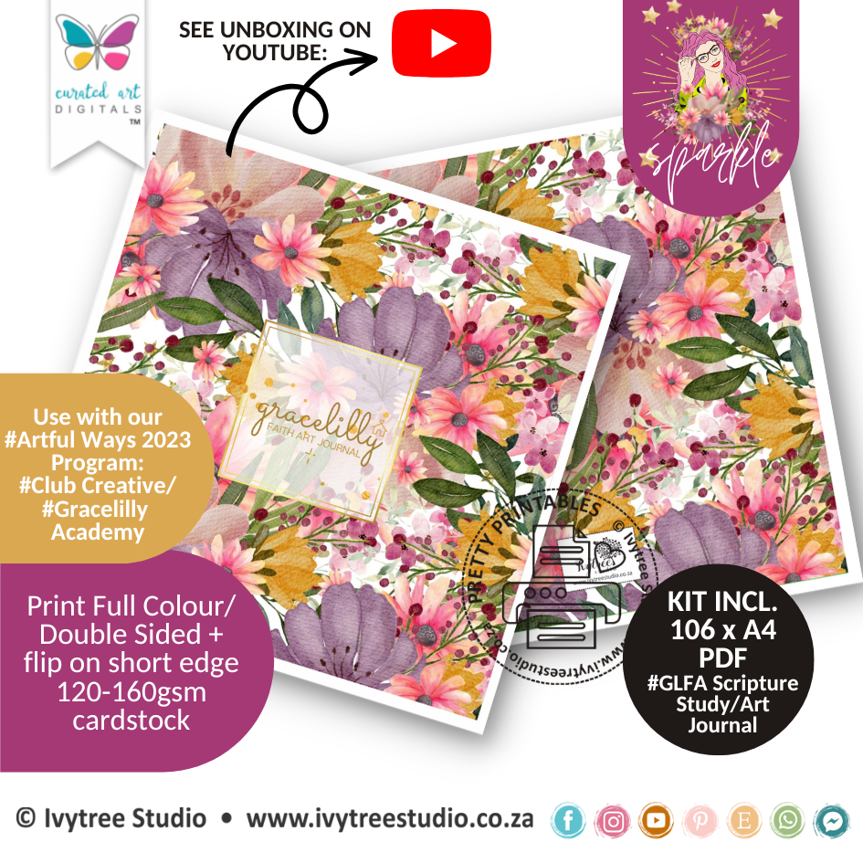 Gracelilly Faith Art Scripture Journal - Sparkle Collection - Curated Art Digitals - LillyBDesign - English now with Faith Planner pages and more + BONUS