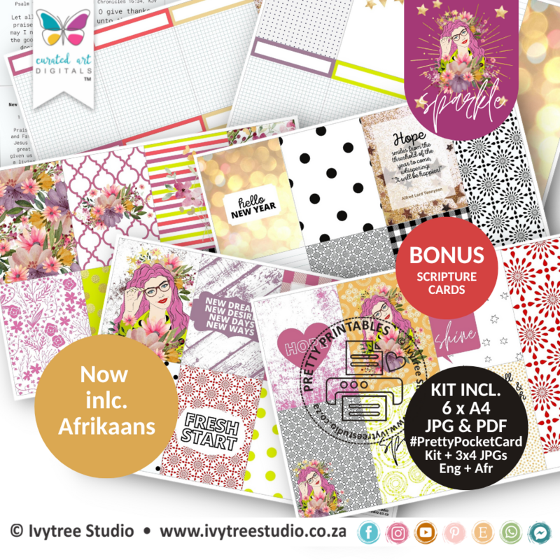Sparkle - Pretty Pocket Card Kit - Curated Art Digitals - LillyBDesign - English + Afrikaans