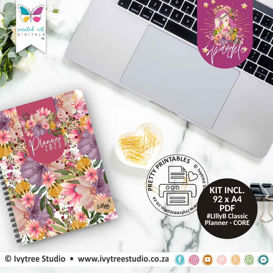 LillyB Planner - Core - Classic 7x9 - Undated - Sparkle&amp;Shine Collection - Incl. tabs