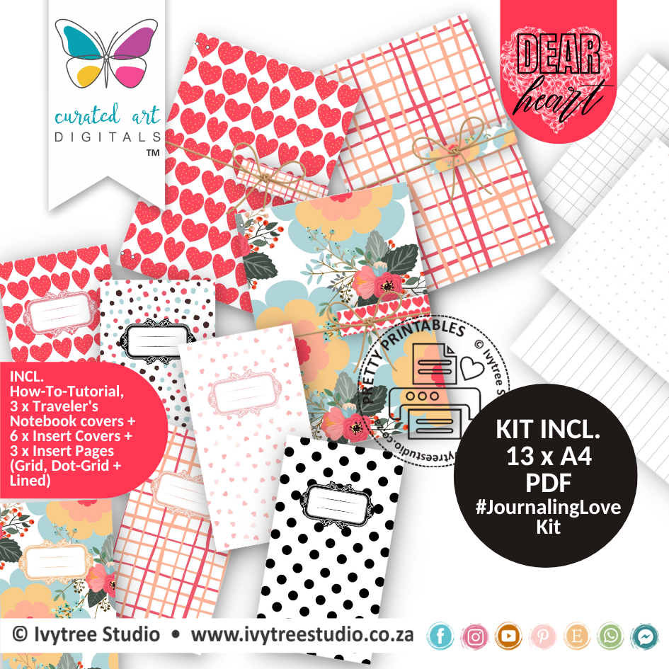 JournalLove Kit - Dear Heart Collection - Traveler&#39;s Notebook Tutorial included