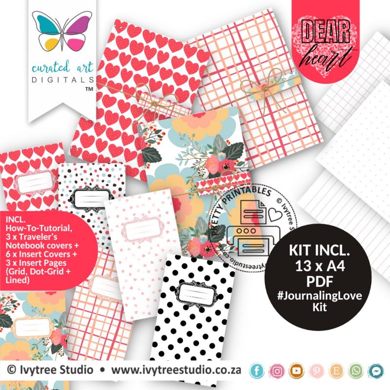 JournalLove Kit - Dear Heart Collection - Traveler&#39;s Notebook Tutorial included