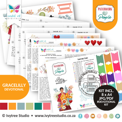 Patchwork People Gracelilly Devotional Kit | Printable Faith-Based Devotional for the Broken-Hearted | Ivytree Studio