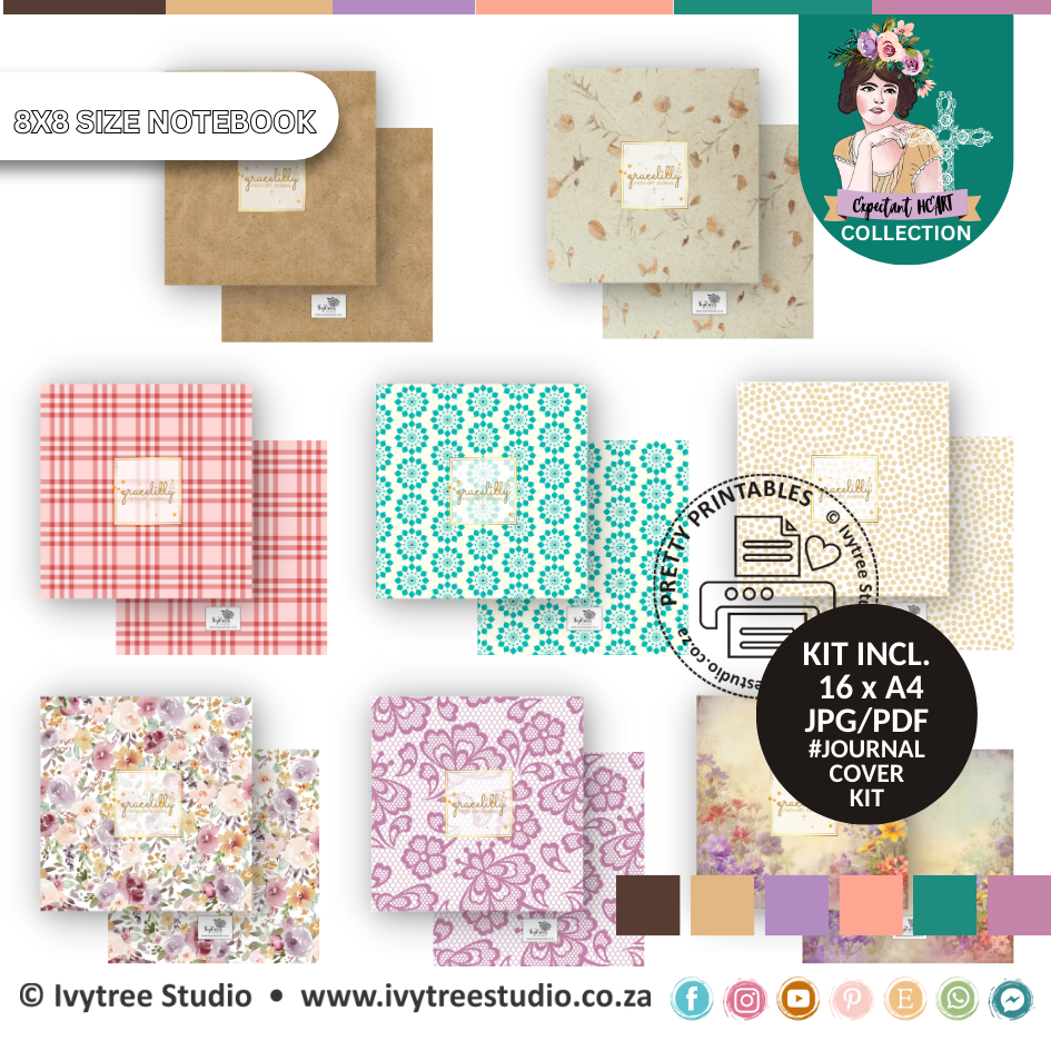 8x8 Notebook covers Set - Journal Love Kit - Expectant Heart Collection
