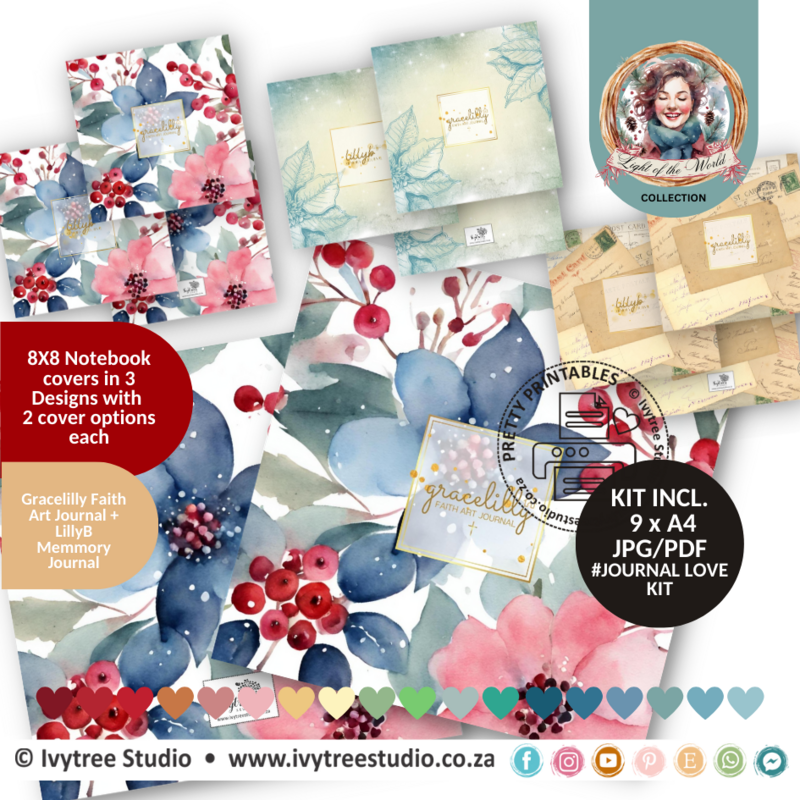 Journal Love Kit - 8x8 Size Notebook Covers - Light of the World Collection + 6X6 Minis bonus