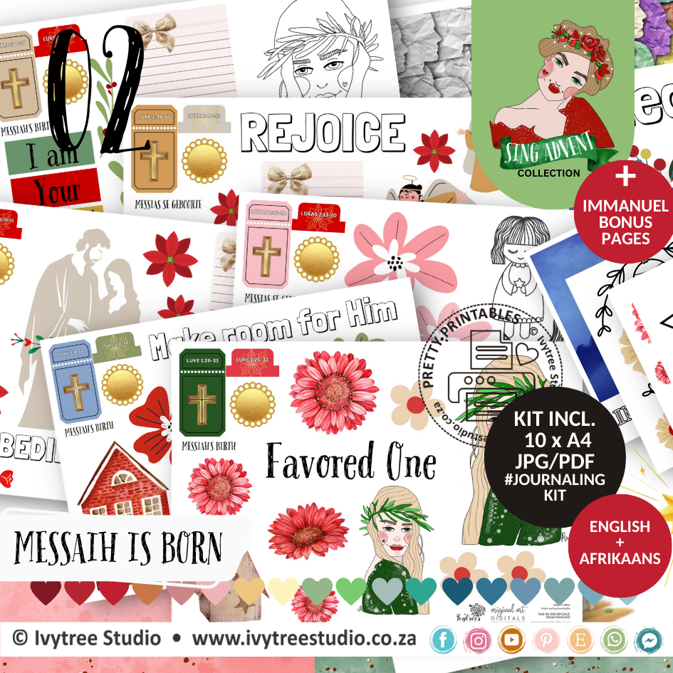 Messiah is Born Journaling Kit -Sing Advent Collection - Incl English &amp; Afrikaans Kit + Bonus pages