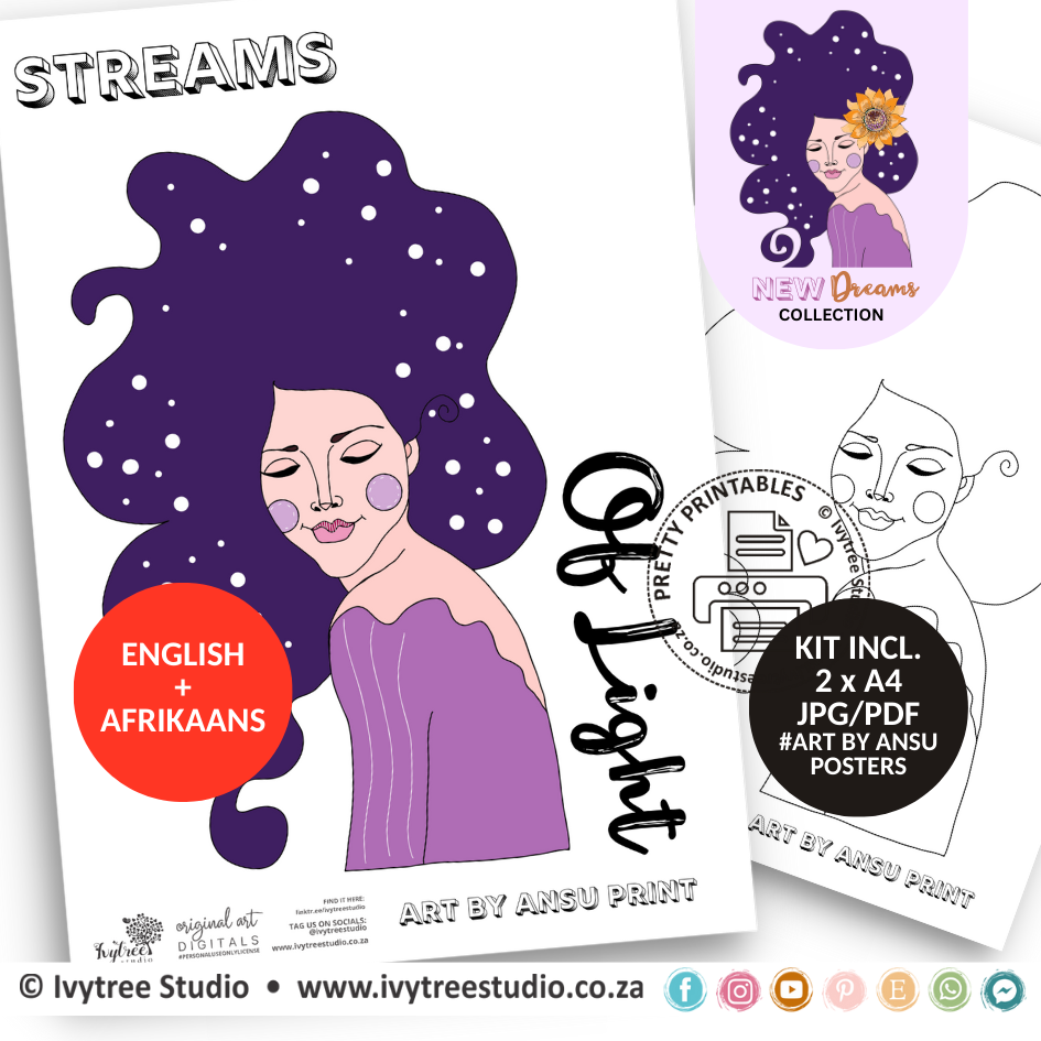 Streams of Light Art Posters - New Dreams Collection - Incl. English + Afrikaans