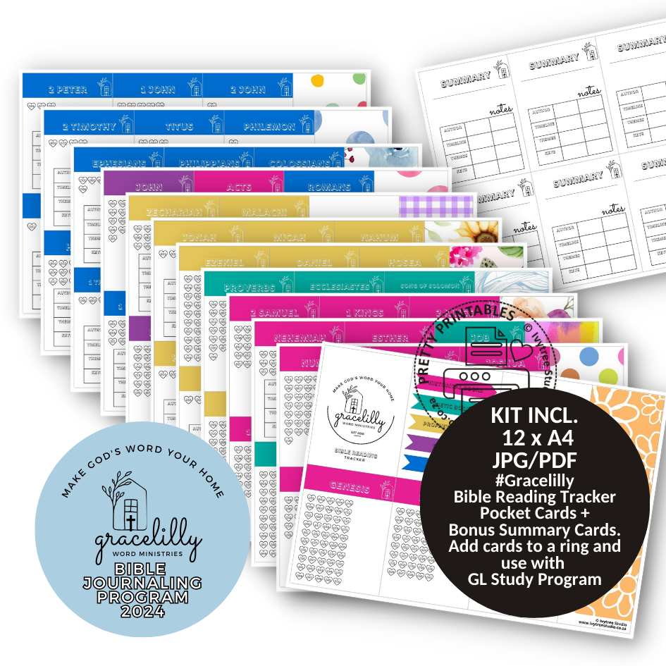 Gracelilly Bible Reading Tracker Pocket Cards - New Dreams Collection