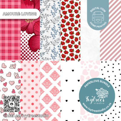 Loving | Paperlove Kit – 12 Printable Pattern Papers for Journaling, Scrapbooking &amp; Crafts | Ivytree Studio
