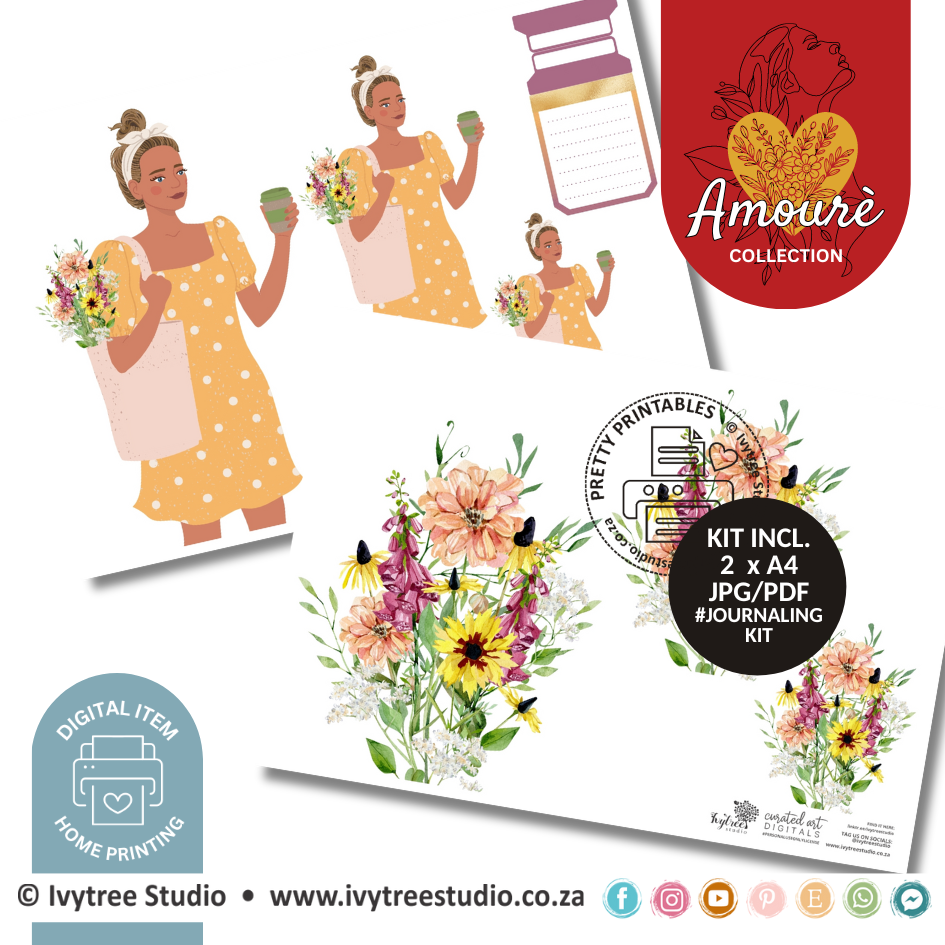 SET 4 : Three in One Journaling Kits -Amourè Digital Collection - Personal Use Only items - Home printing