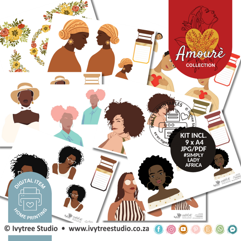 Simply Lady Africa Journaling Kits- Amourè Digital Collection - Personal Use Only items - Home printing