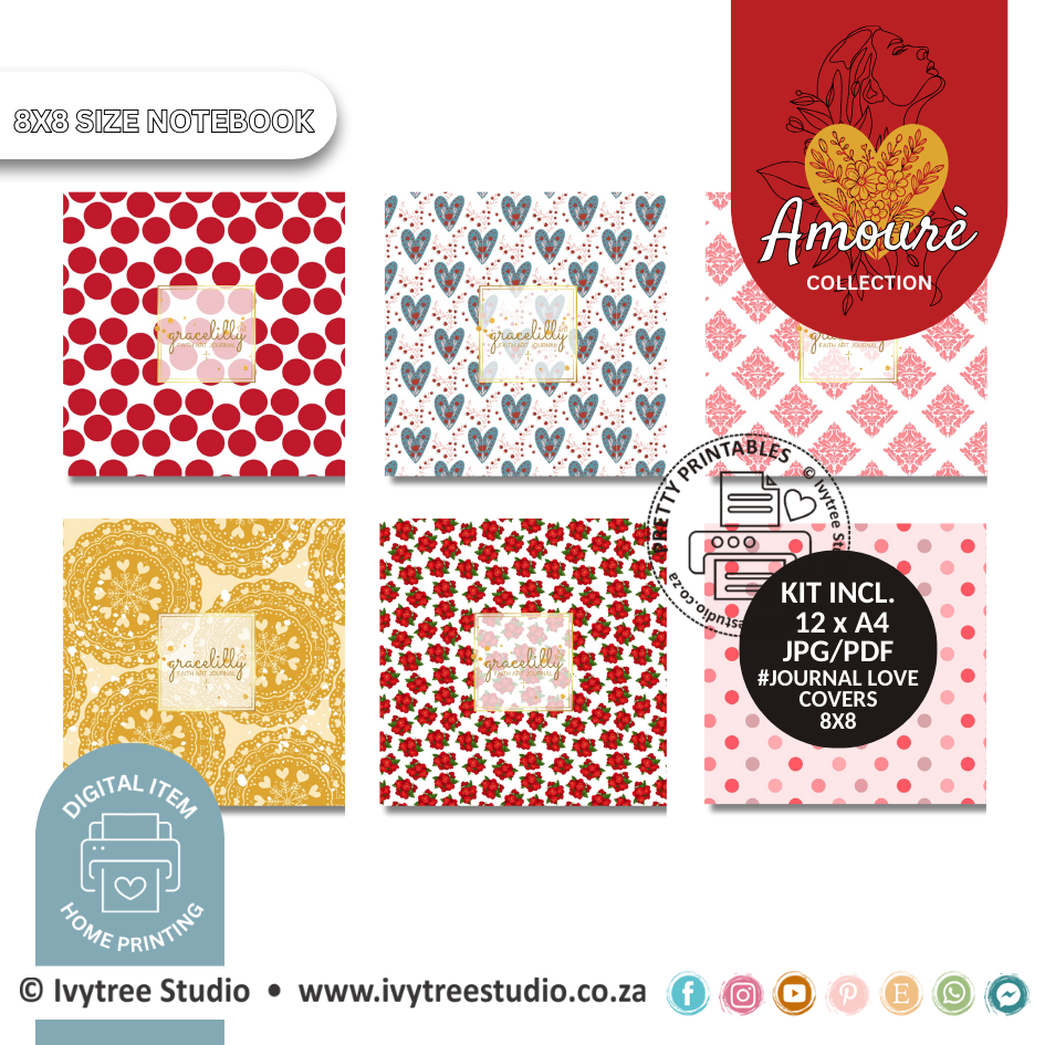 Journal Love Covers - Gracelilly Faith Art Journal 8x8 - Amourè Digital Collection - Personal Use Only items - Home printing