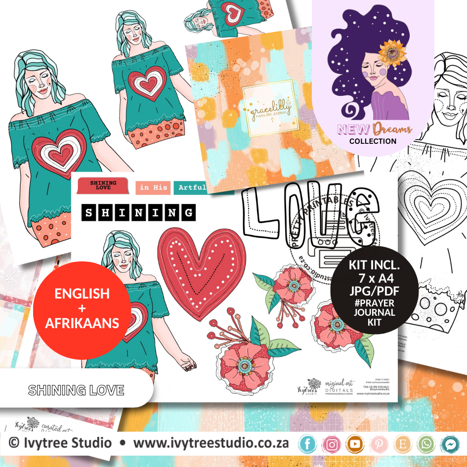 Kit 2 - Shining Love - Love Ambassador - Gracelilly Prayer Journaling Series - New Dreams Collection - Incl. Eng + Afr
