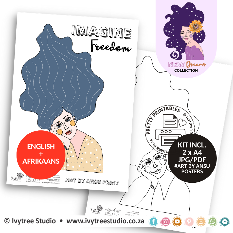 Imagine Freedom Art Poster - New Dreams Collection - Incl. English + Afrikaans