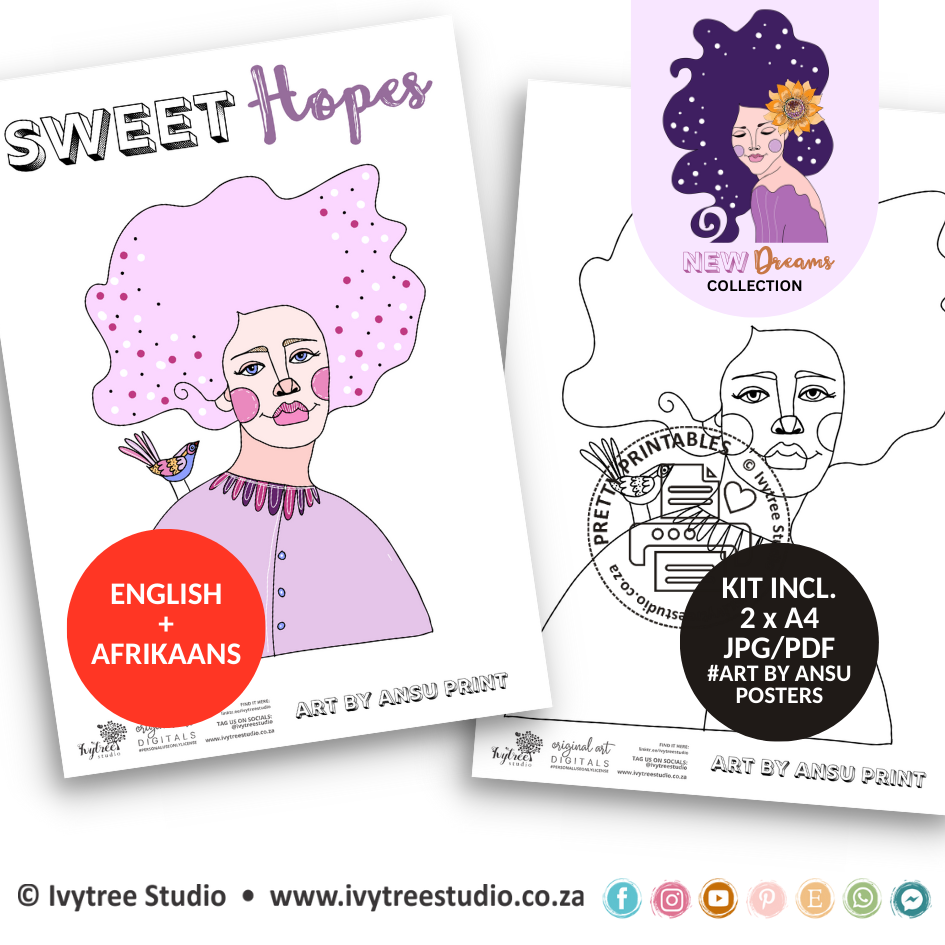 Sweet Hopes Art Poster - New Dreams Collection - Incl. English + Afrikaans