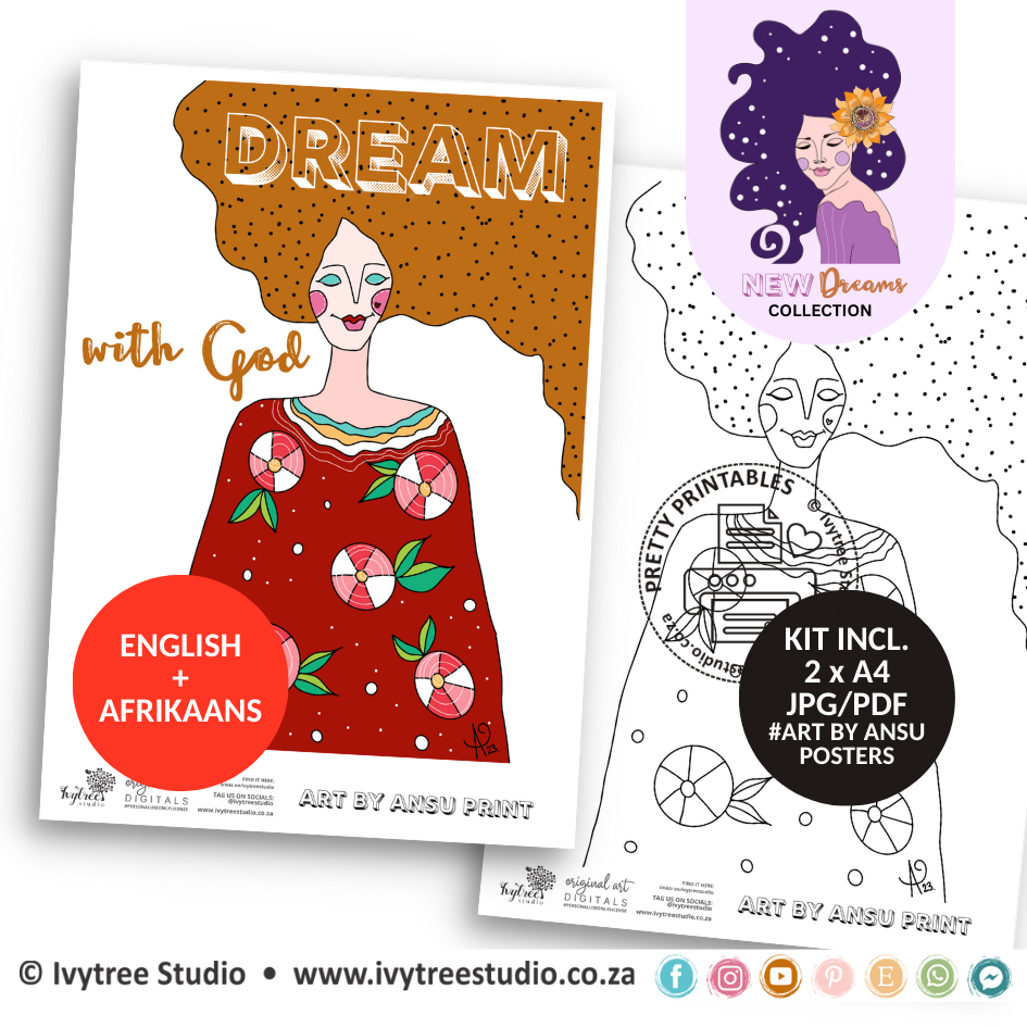 Dream with God Art Poster - New Dreams Collection - Incl. English + Afrikaans