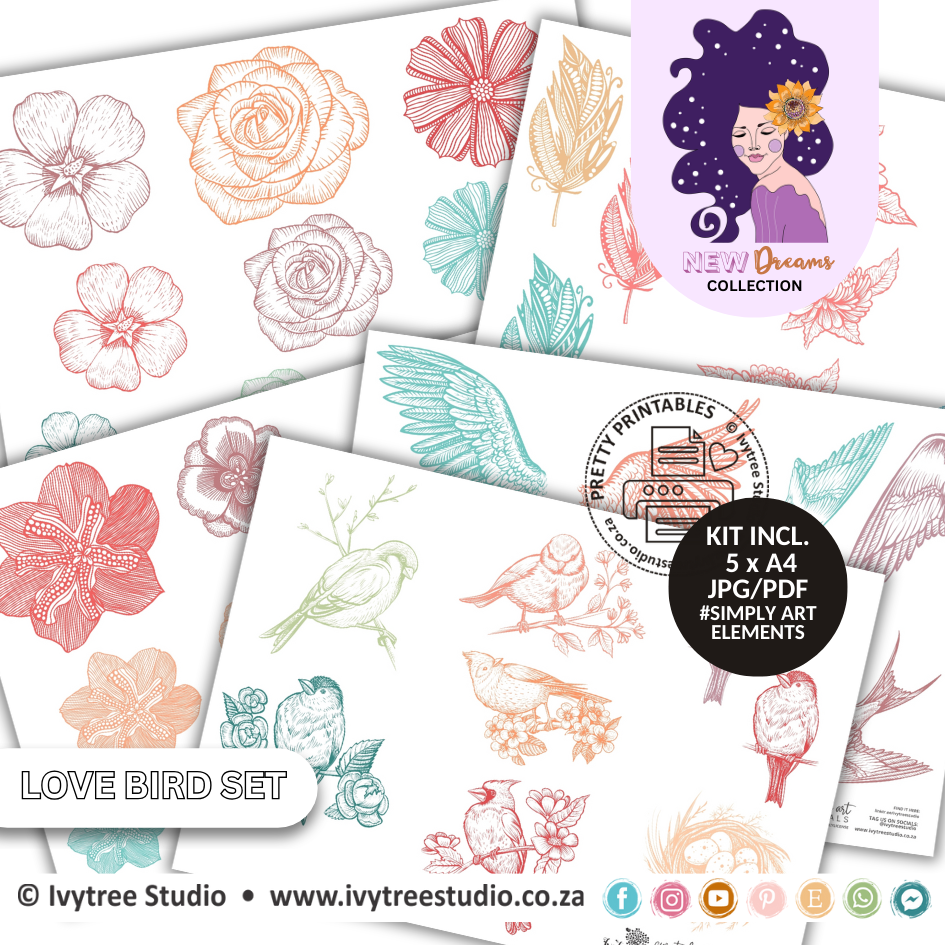 Love Birds Creative Elements Kit - Love Ambassador - Gracelilly Prayer Journaling Series - New Dreams Collection