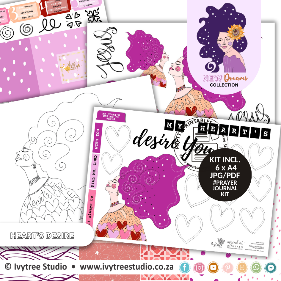 Kit 5 - Hear&#39;ts Desire - Love Ambassador - Gracelilly Prayer Journaling Series - New Dreams Collection - Incl. Eng