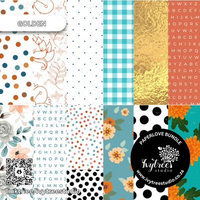 Golden | Paperlove Kit – 12 Printable Pattern Papers for Journaling, Scrapbooking &amp; Crafts | Ivytree Studio