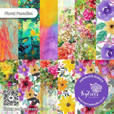 Floral Paradise​ | Paperlove Kit – 12 Printable Pattern Papers for Journaling, Scrapbooking &amp; Crafts | Ivytree Studio