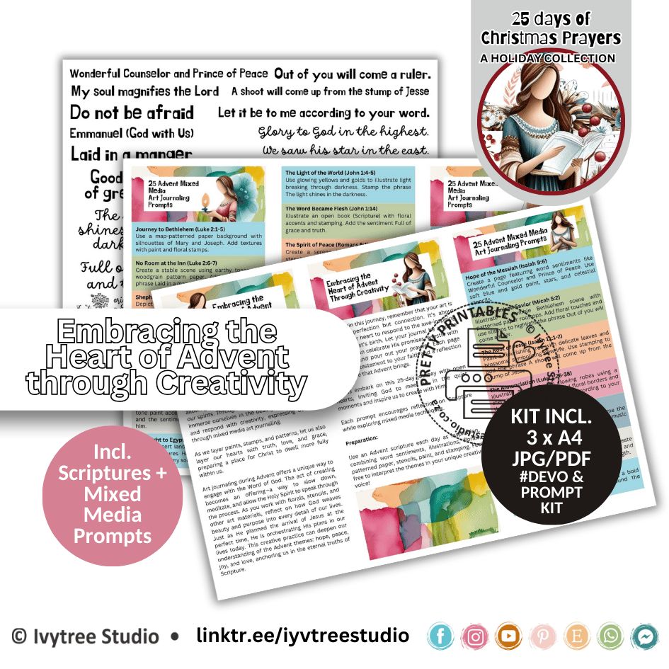 Embracing the Heart of Advent through Creativity Prompt Kit - 25 Days of Christmas Prayers Collection