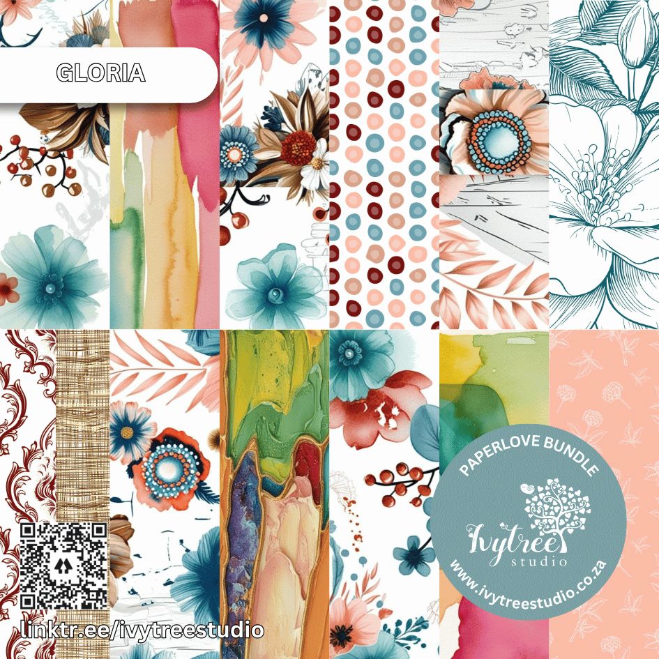 Gloria​ | Paperlove Kit – 12 Printable Pattern Papers for Journaling, Scrapbooking &amp; Crafts | Ivytree Studio