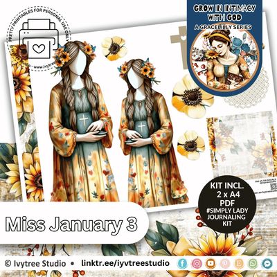 Miss January No 3 - Simply Lady Journaling Kit - Yada Collection