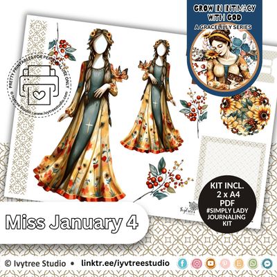 Miss January No 4 - Simply Lady Journaling Kit - Yada Collection