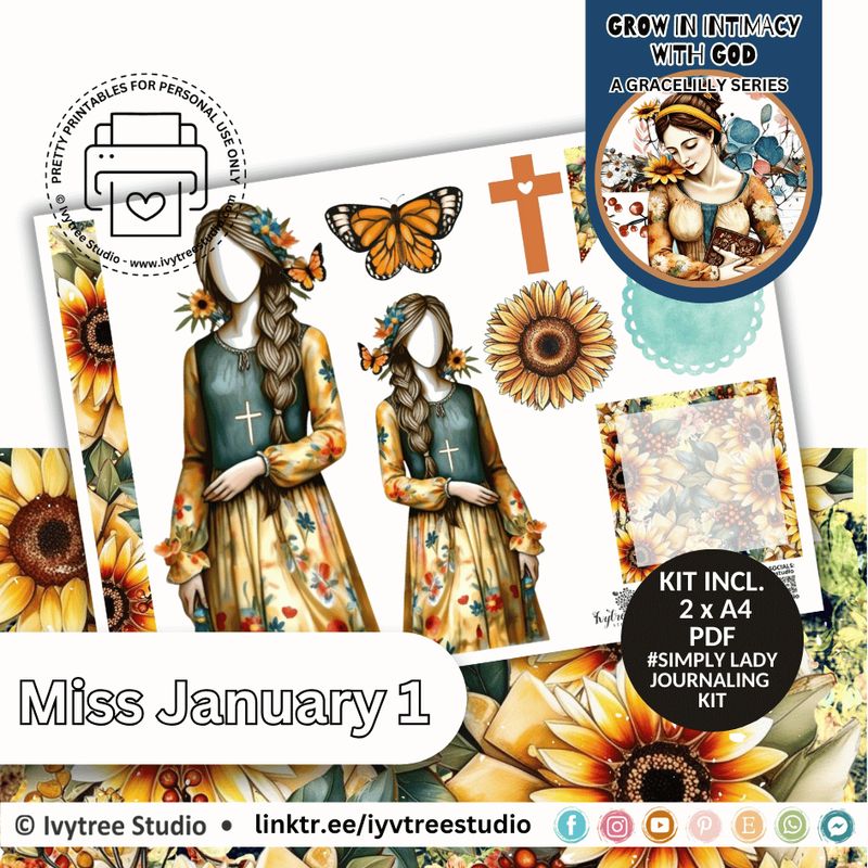 Miss January No 1 - Simply Lady Journaling Kit - Yada Collection