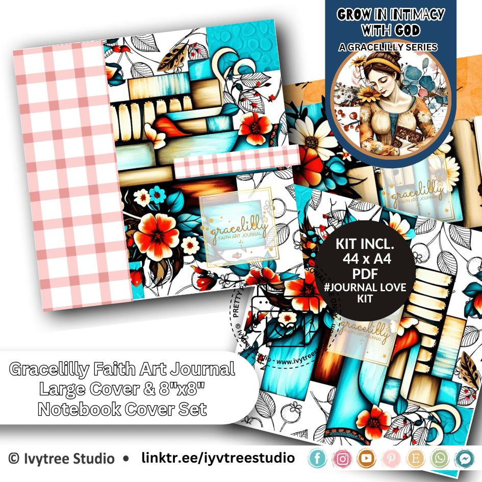 Journal Love Mega Kit - Gracelilly Faith Art Journal Version with Large Covers + Travel Notebook Bundle - Seeking God&#39;s Presence JournalLove Kit - Yada Collection
