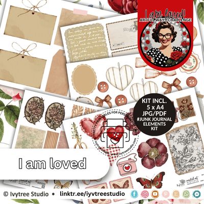 Junk Journal Ephemera Kit - I am loved - Artful Ways Boost