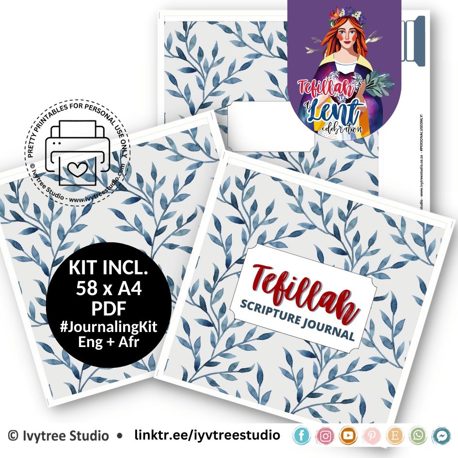 Tefillah - A Lent Scripture Journal (8x8) - Curated Art Digitals - LillyBDesign - English &amp; Afrikaans