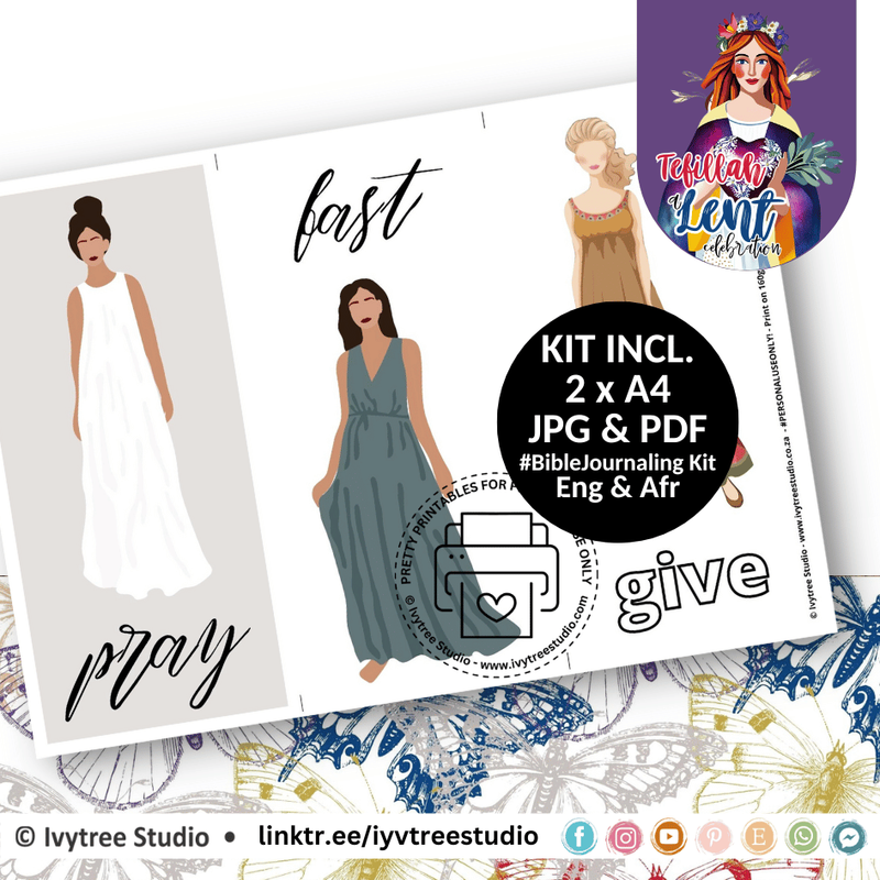 PrayFastGive - Bible Journaling Kit - Tefillah Collection - Incl. English + Afrikaans