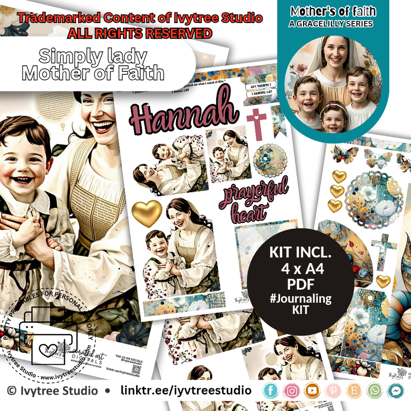 Hannah Journaling Kit - English – Mothers of Faith – Em Rachumah Collection by Ivytree Studio