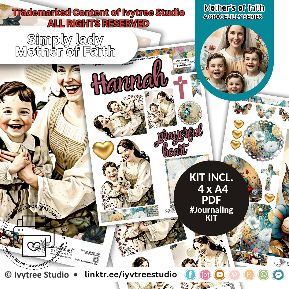 Hannah Journaling Kit - English – Mothers of Faith – Em Rachumah Collection by Ivytree Studio