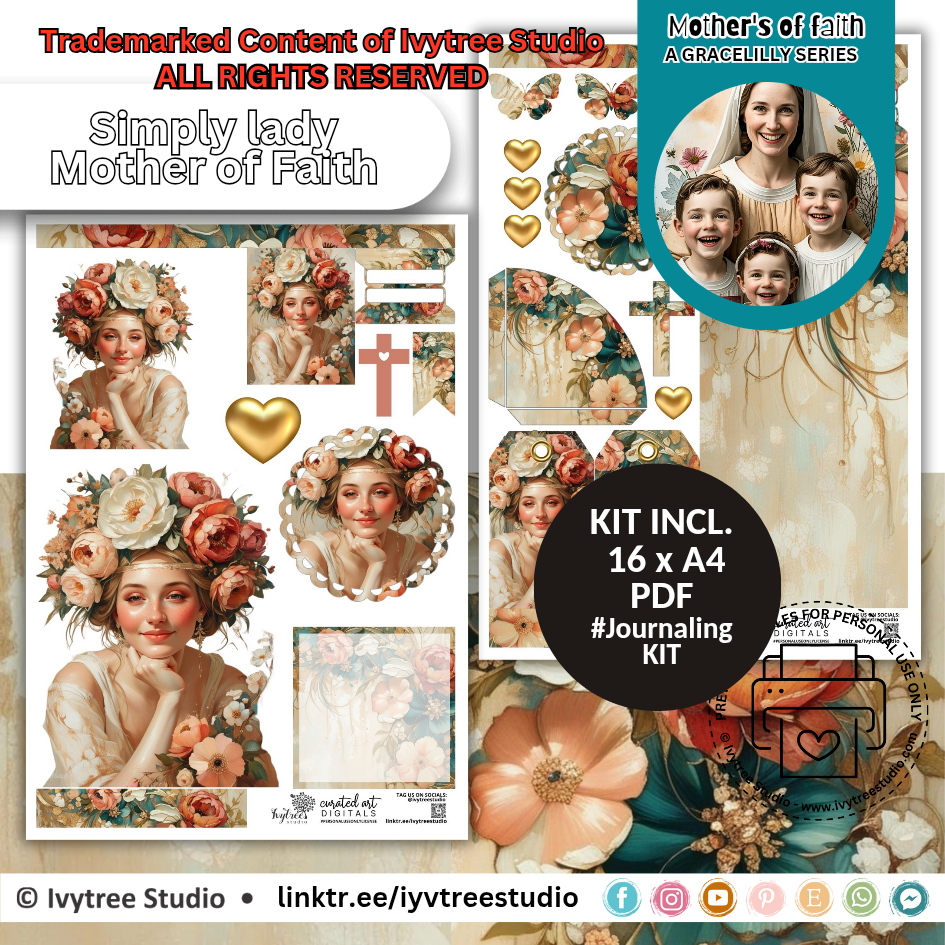 Simply Lady Mother and Baby Journaling Kit – Mothers of Faith – Em Rachumah Collection by Ivytree Studio