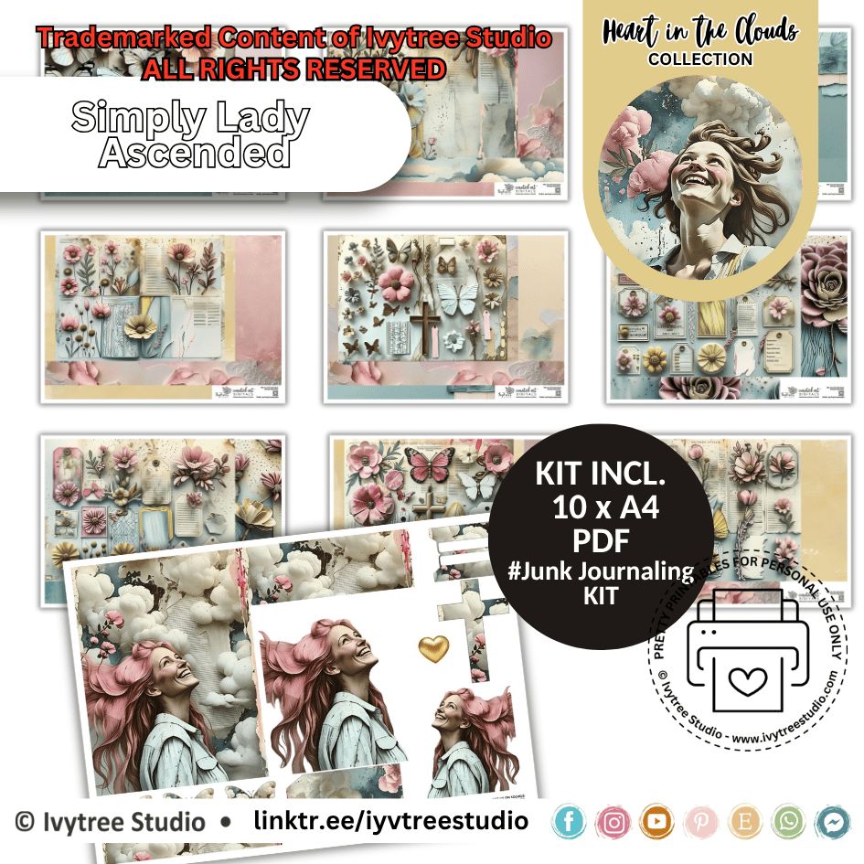 Simply Lady - Ascended - creative junk journal kit for Ascension Day journaling | Ivytree Studio