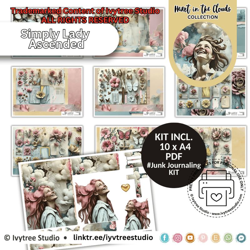 Simply Lady - Ascended - creative junk journal kit for Ascension Day journaling | Ivytree Studio