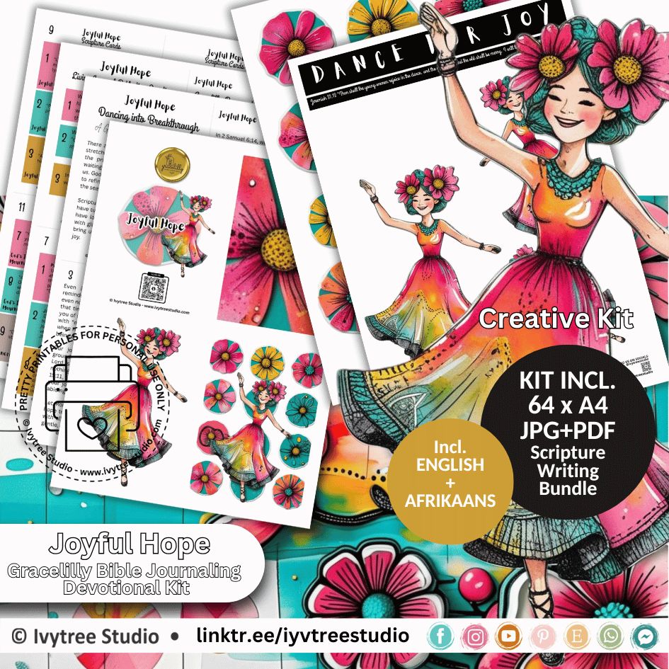 Dance for Joy | Gracellilly Devotional | Bible Journaling Printable | Ivytree Studio | Incl. English and Afrikaans