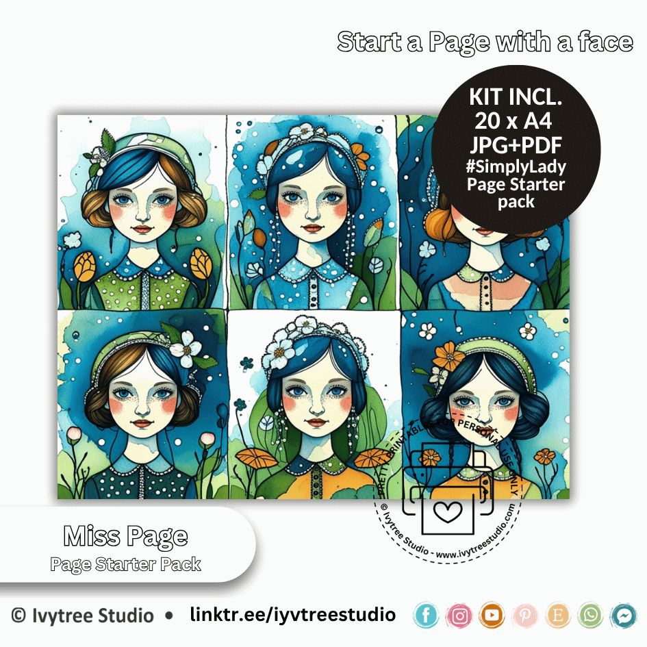 Miss Page Simply Lady Printable Page Starter Kit | Ivytree Studio| Digital printable 